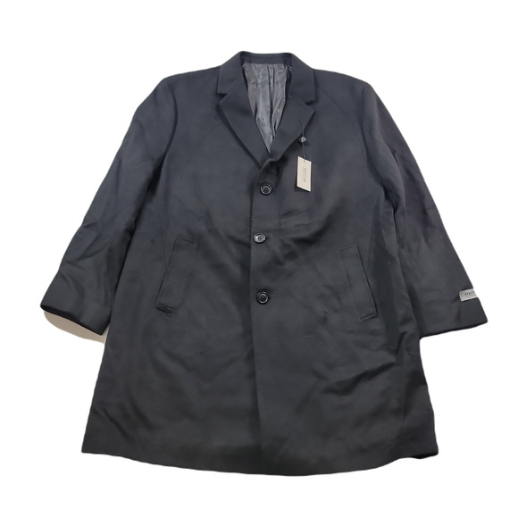 Kenneth Cole Slim-Fit Overcoat Mens 48R 48 Raburn Black Wool-Blend $350 NEW - Picture 1 of 6